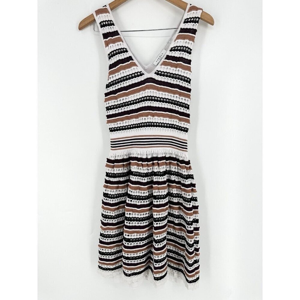 Sandro Paris Rayke Brique Knit Mini Fit And Flare Dress Women’s M READ - Picture 3 of 12